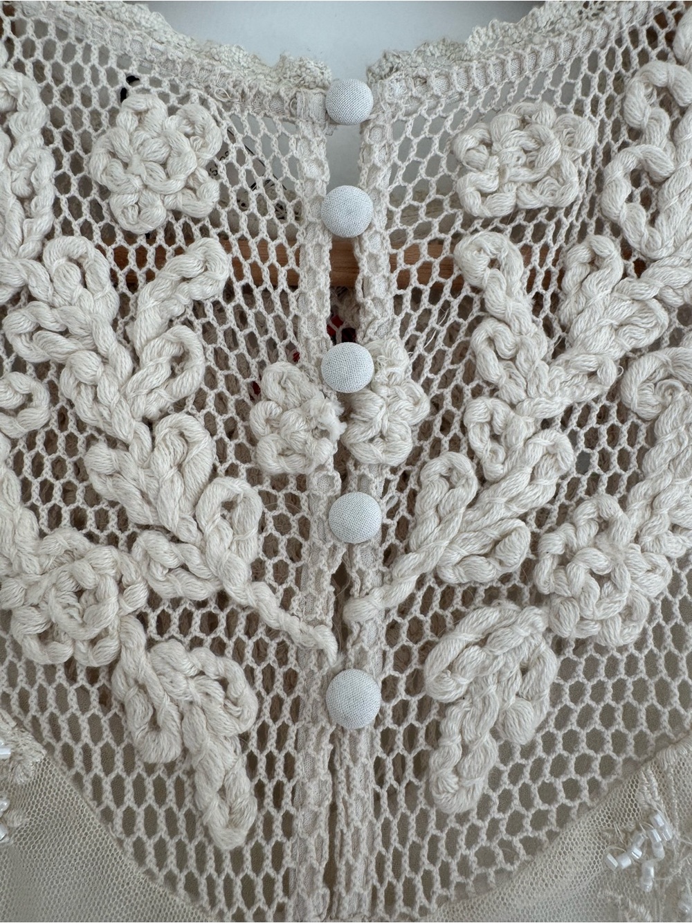 NWT Zara ivory lace crochet embroidered maxi beaded long dress retail $399 - Picture 7 of 8